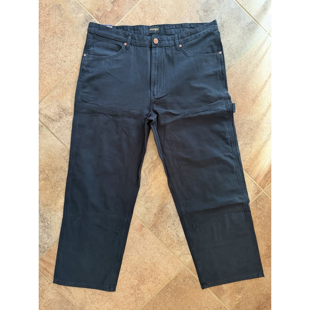 Men's Wrangler Double Knee Carpenter Black Jeans Size 38X30 NWT Loose Straight